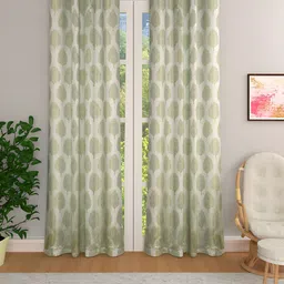 THE CONVERSION Green Set of 2 Floral Room Darkening Door Curtain-12