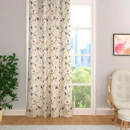 THE CONVERSION Coffee Brown Floral Room Darkening Door Curtain-image-11