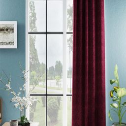 BIANCA Maroon Abstract Jacquard Black Out Door Curtain-16