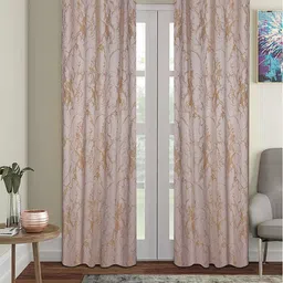 ROMEE Cream & Brown 2 Pieces Abstract Printed Room Darkening Door Curtains-13