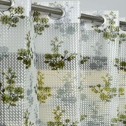 AH ARTSY HOME Tissue Net Green & White 2 Pcs Floral Printed Tissue Net Sheer Door Curtains-image-40