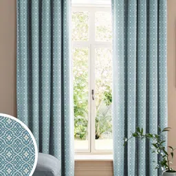 CASABLEU Blue Set of 2 Geometric Door Curtain-image-55