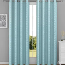 Raymond Home Blue 2 Pcs Geometric Woven Design Door Curtains-image-38