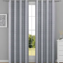 Raymond Home Grey 2 Pcs Geometric Woven Design Door Curtains-12