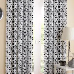 Airwill Black & Grey 2Pcs Abstract Room Darkening Long Door Curtain-image-49