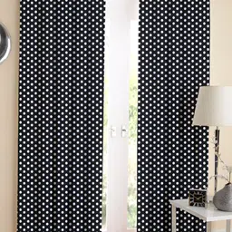 Airwill Black & White 2 Pcs Geometric Room Darkening Cotton Long Door Curtain-14