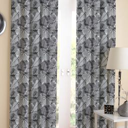 Airwill Black & White 2 Pcs Floral Room Darkening Cotton Long Door Curtain-15