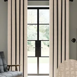 Nefertiti Home Beige 2 Pcs Floral Black Out Long Door Curtain-picture-3