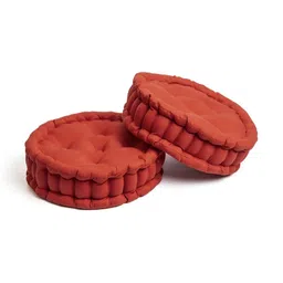 SKANDA FAB Brown 2 Pcs Pure Cotton Round Floor Cushions-image-47