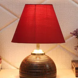 Foziq Brown & Red Solid Table Lamp-9