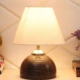 Foziq Brown Textured Table Lamps With Fabric Shade-24