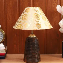 Foziq Brown & Gold-Toned Printed Table Lamps-32