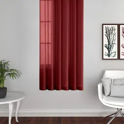 THE CONVERSION Maroon Sheer Window Curtain-image-0
