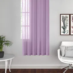 THE CONVERSION Purple Linen With Slub Textured Sheer Window Curtain-image-33