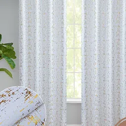 URBAN SPACE White & Gold-Toned Black Out Window Curtain-image-92