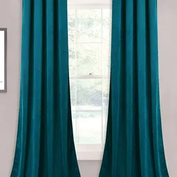 Sparrow world Green 2 Pieces Velvet Black Out Window Curtains-image-54