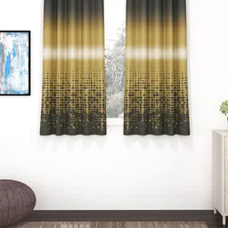 Story@home Grey & Brown Set of 2 Black Out Window Curtain-14