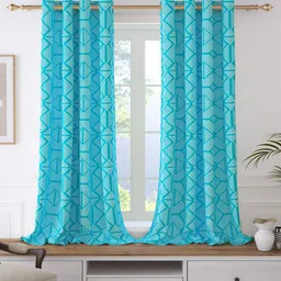 Story@home Bohemian Blue 2 Pieces Abstract Room Darkening Cotton Window Curtains-picture-51