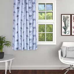 THE CONVERSION Grey  & Black Floral Window Curtain-image-49