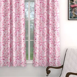 THE CONVERSION Pink Floral Heavy Netting Regular Window Curtain-picture-12