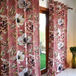 TARA- Sparkling Homes Pink & White Floral Window Curtain-72