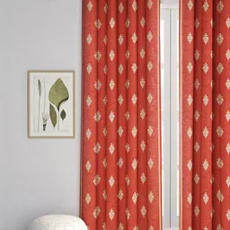 Fabindia Sahir Rust Red & Gold-Toned Ethnic Motifs Cotton Window Curtain-16