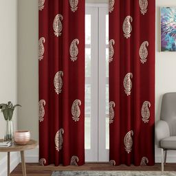 Home Sizzler Maroon & Beige Set of 2 Ethnic Motifs Window Curtain-image-11