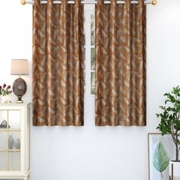 Aura Brown & White 2 Pieces Printed Window Curtain-image-6