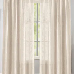 HOMEMONDE Beige 2 Pieces Sheer Rod Pocket Window Curtains-picture-47
