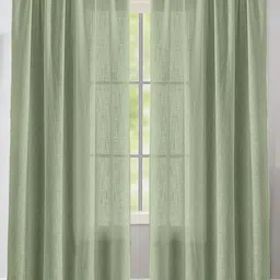 HOMEMONDE Green 2 Pieces Sheer Rod Pocket Window Curtains-11