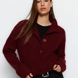 Trendyol Ribbed Crop Cardigan-46