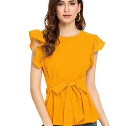 ODETTE Flutter Sleeve Crepe Regular Top-picture-8