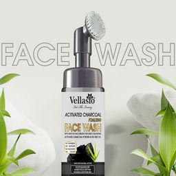 Vellasio   Foaming Activated Charcoal with Built-In Face Brush for Deep Cleansing Face Wash 150ml-0