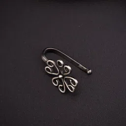 House of Aadyaa Sterling Silver Oxidised Stud Nosepin-12