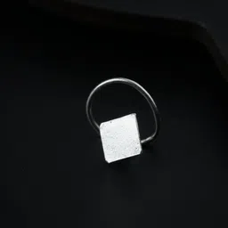 House of Aadyaa Sterling Silver Oxidised Square Shaped Stud Nosepin-image-40
