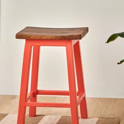 Chumbak Neighbourhood Bar Pink & Brown Square Ottoman-47