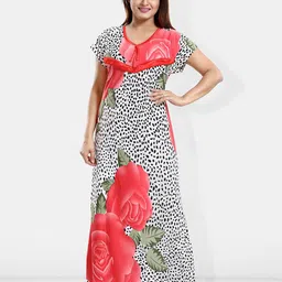 Be You Printed Satin Maternity Feeding Maxi Nightdress-image-45