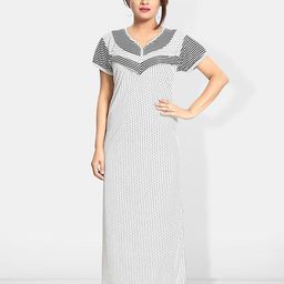 Be You Polka Dots Printed V-Neck Satin Maternity Maxi Nightdress-picture-11