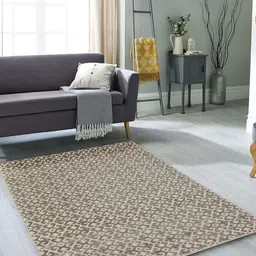 OBSESSIONS Brown Polypropylene Geometric Floor Carpets-35