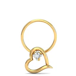 KUBERBOX Keily 18KT Gold Diamond Studded Heart Nose Pin-0.36 gm-89