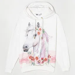 Fame Forever by Lifestyle Girls Cotton White Printed Hooded Sweatshirt-picture-10