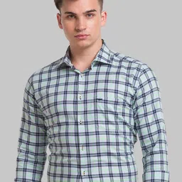 Park Avenue Men Blue Slim Fit Checked Semiformal Shirt-image-51