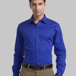 Raymond Men Blue Solid Pure Cotton Formal Shirt-image-9