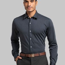 Raymond Men Blue Slim Fit Solid Pure Cotton Formal Shirt-image-39