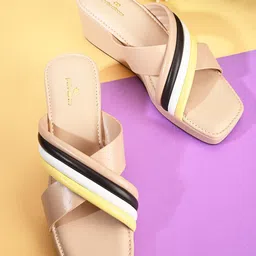 pelle albero Striped Cross Strap Open Toe Wedges-41