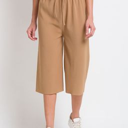 SPYKAR Women Khaki Solid Regular Fit Cropped Cotton Trackpants-51