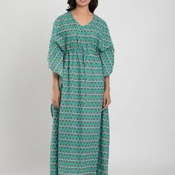 CRAFIQA Printed Pure Cotton Maxi Nightdress-image-6