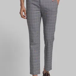 Raymond Men Checked Slim-Fit Formal Trousers-image-23
