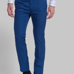 Raymond Men Blue Checked Slim-Fit Formal Trousers-image-60