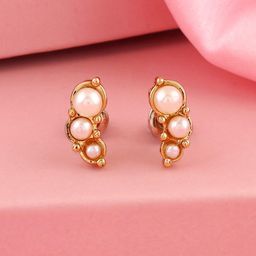 Estele Gold-Plated Beaded Contemporary Studs Earrings-18